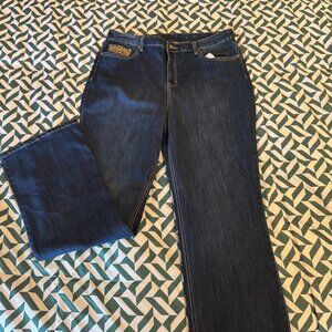 Christopher & Banks Women's Jeans- Size 14, Dark Wash with Embroidered Pockets
